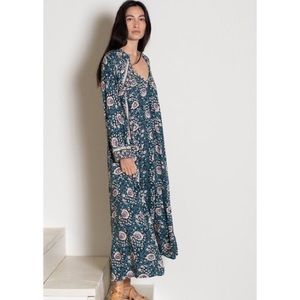 Natalie Martin Fiore Maxi vintage flowers turquoise size M